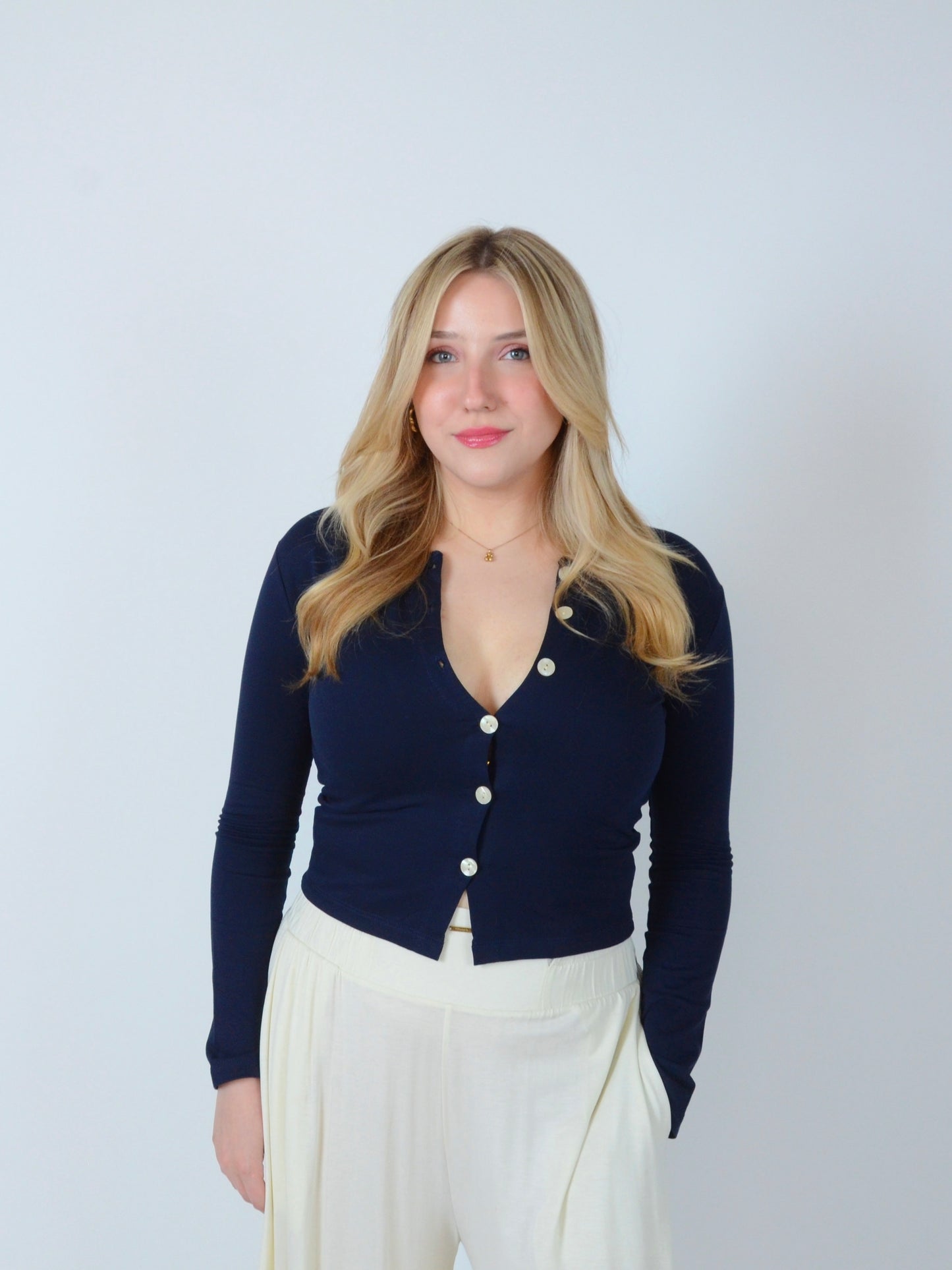 Cotton Cardigan Navy