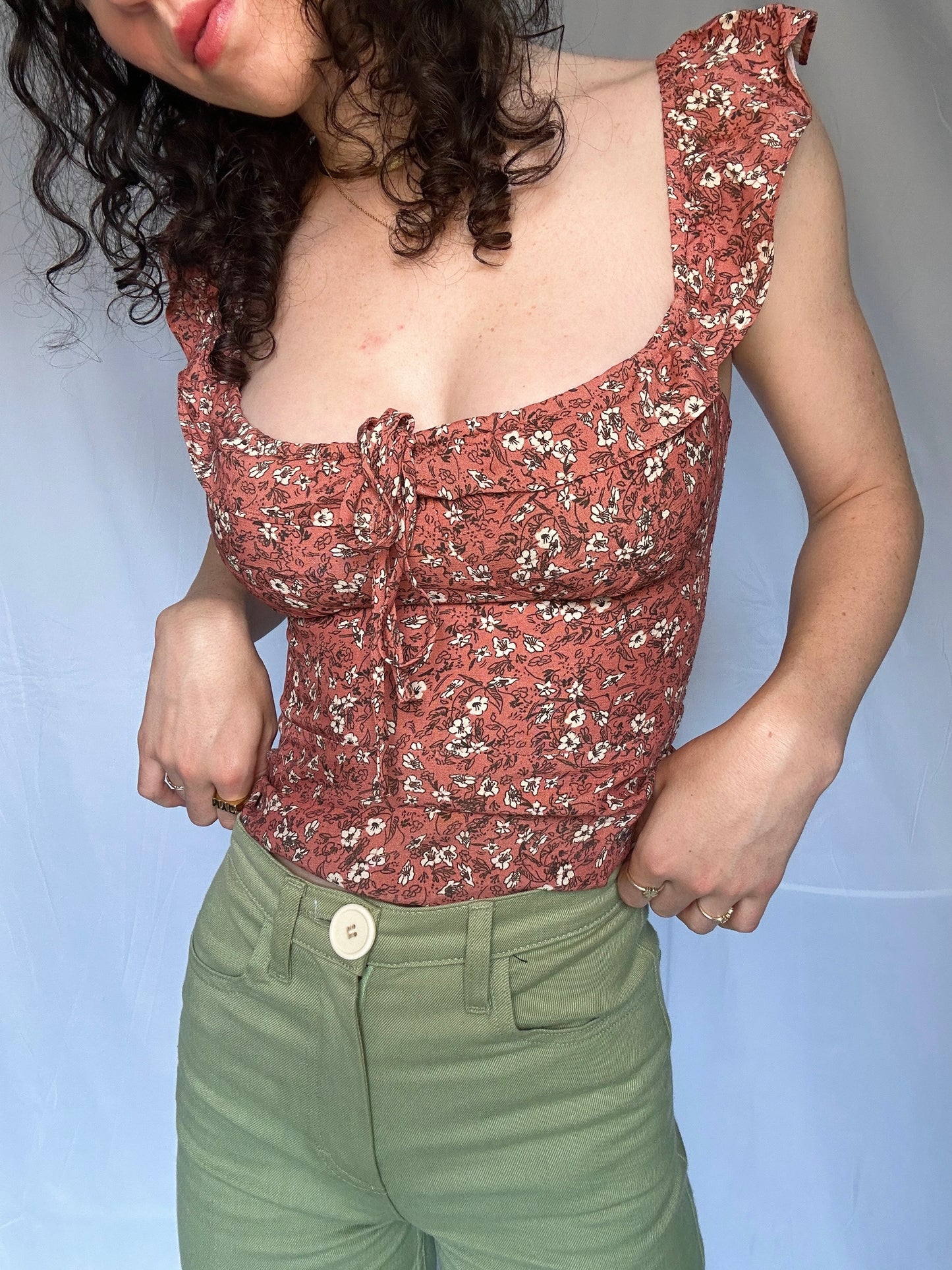 Nina Top in Rhubarb Floral