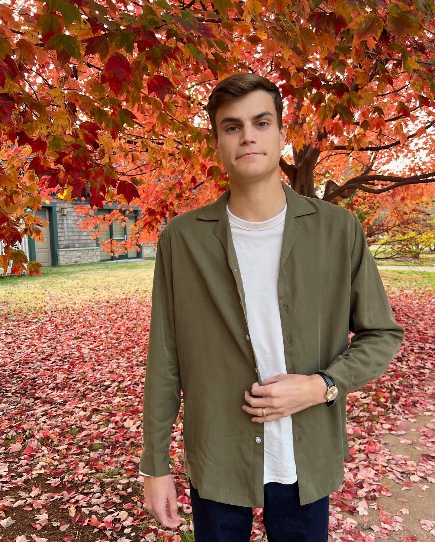 Tencel Notch Collar Shirt in Canteen