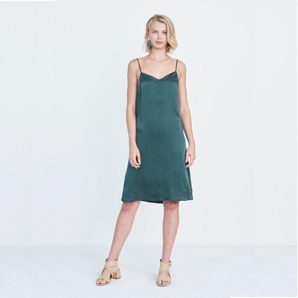 Silk V Dress in Green