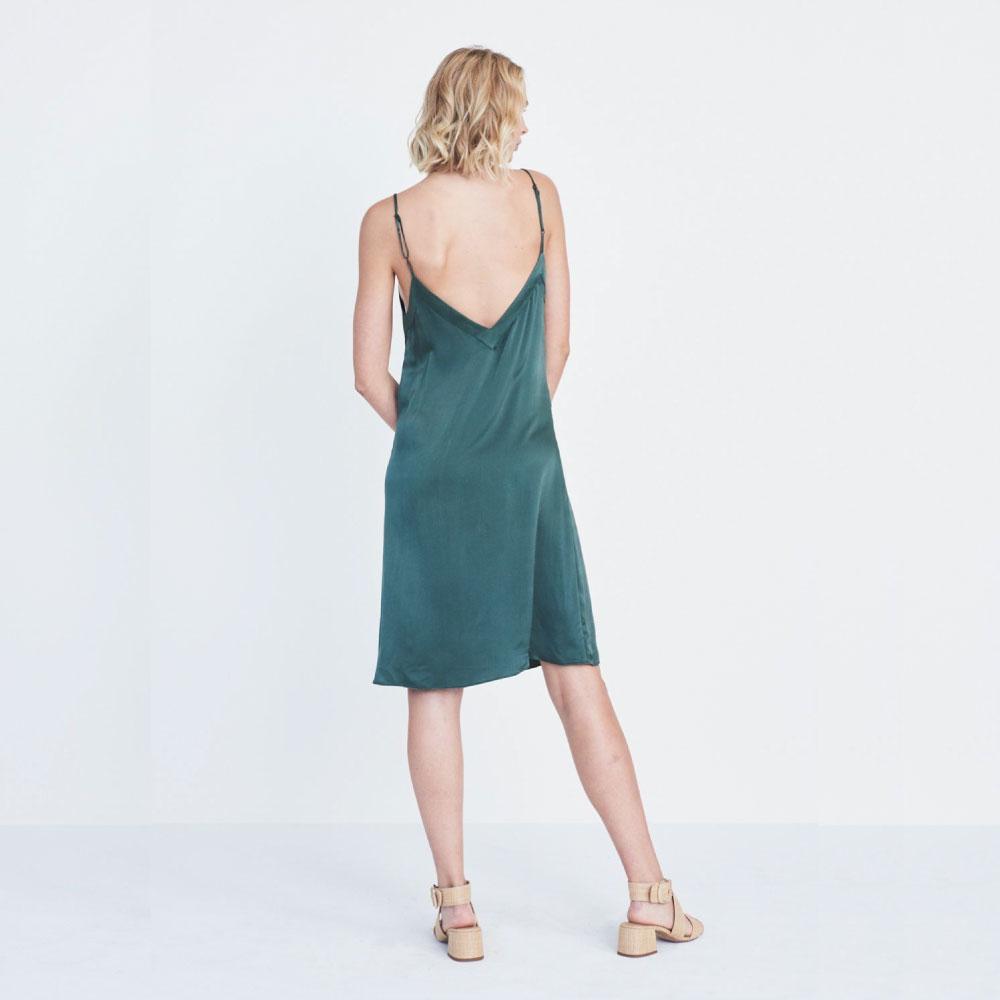 Silk V Dress in Green