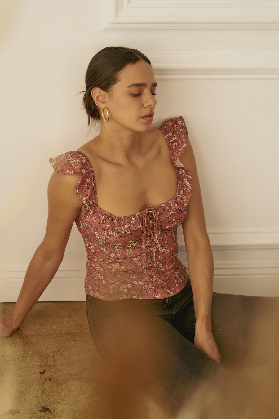Nina Top in Rhubarb Floral
