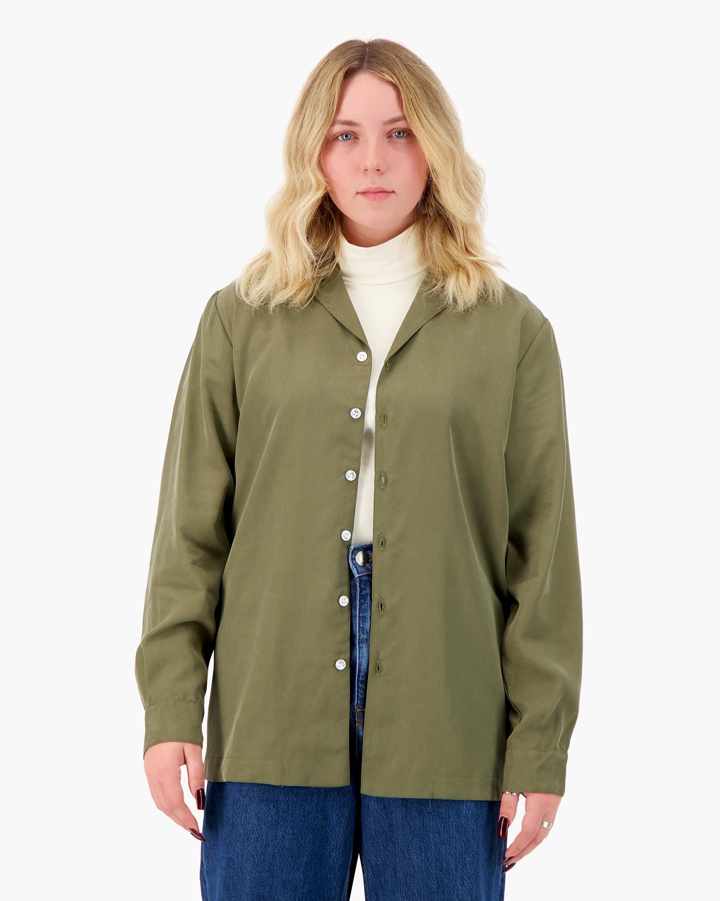 Tencel Notch Collar Shirt in Canteen