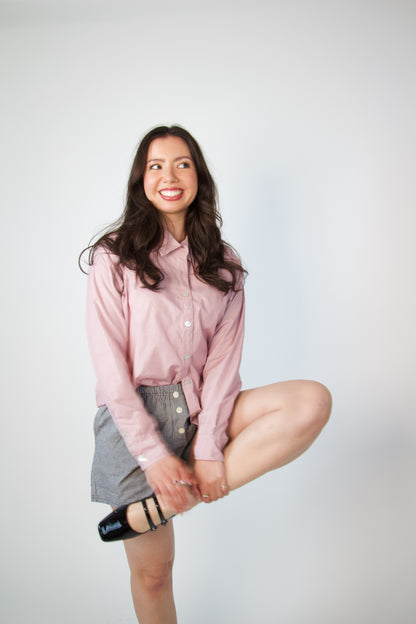 Poplin Shirt Burgundy Pinstripe
