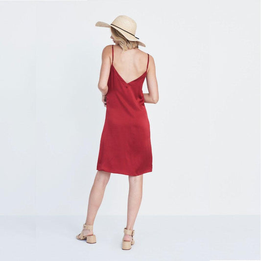 Silk V Dress in Red